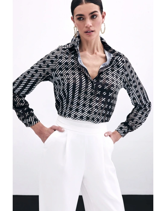 Kare Desenli Gömlek - Siyah