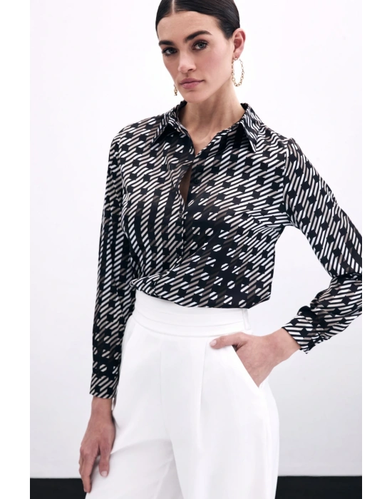 Kare Desenli Gömlek - Siyah