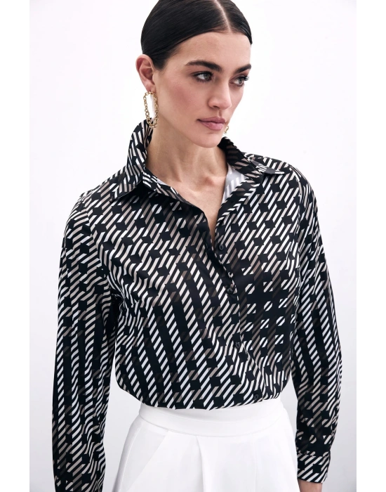 Kare Desenli Gömlek - Siyah