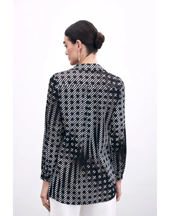Kare Desenli Gömlek - Siyah