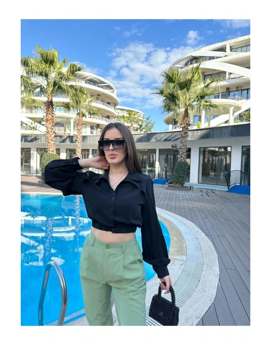 CROP BLUZ SİYAH