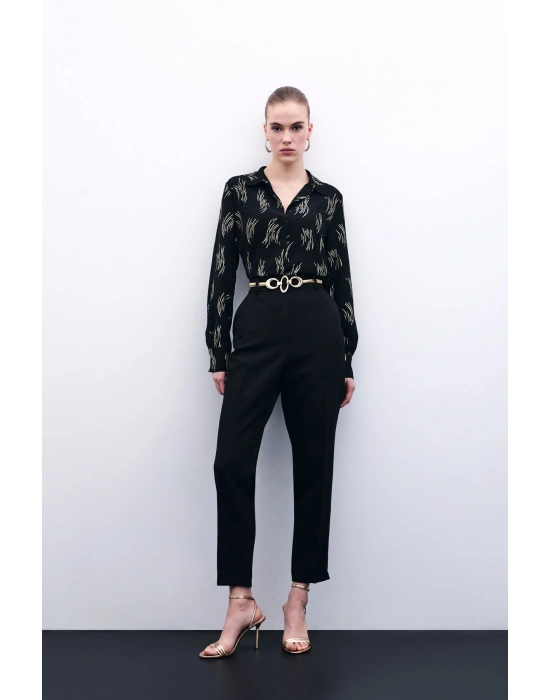 Cepli Düz Pantolon - Siyah