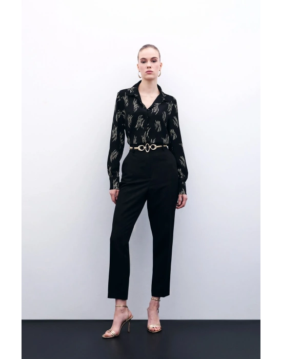 Cepli Düz Pantolon - Siyah