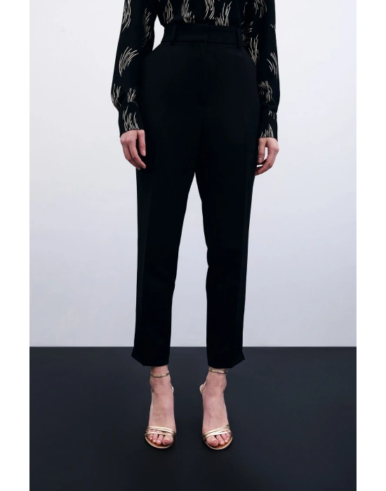 Cepli Düz Pantolon - Siyah