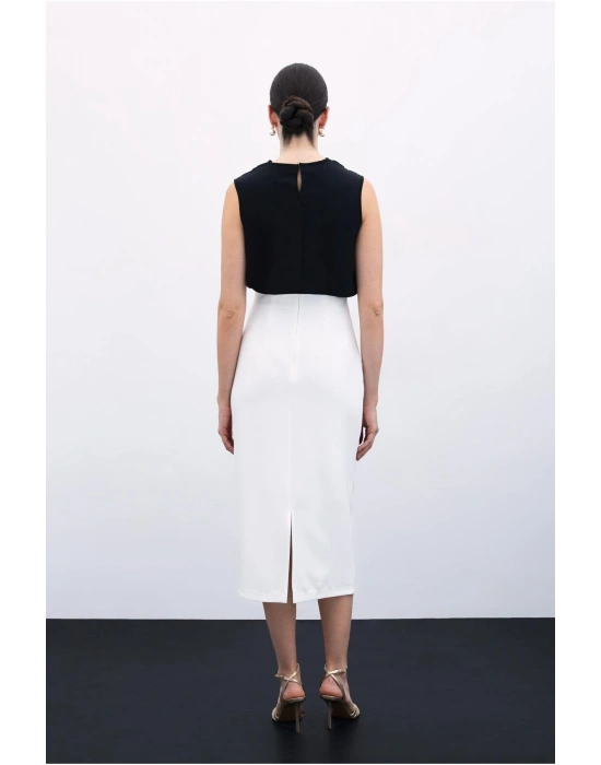 Toka Detaylı Kalem Etek - Ekru
