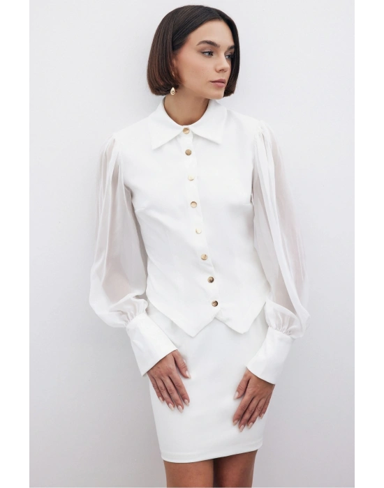 Şifon Kol Gömlek - Ekru