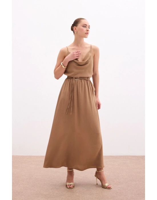 Kemerli Uzun Etek - Haki