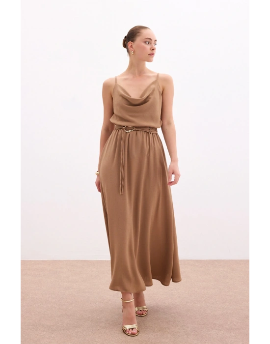 Kemerli Uzun Etek - Haki