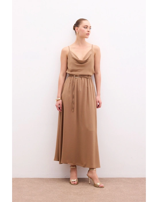 Kemerli Uzun Etek - Haki