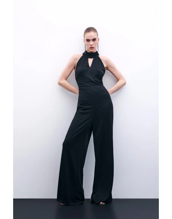 Kolsuz Parlak Tulum - Siyah