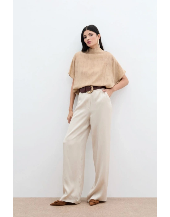 Desenli Salaş Bluz - Camel