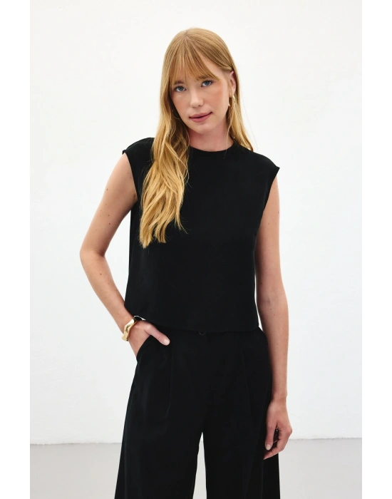 Kolsuz Salaş Bluz - Siyah