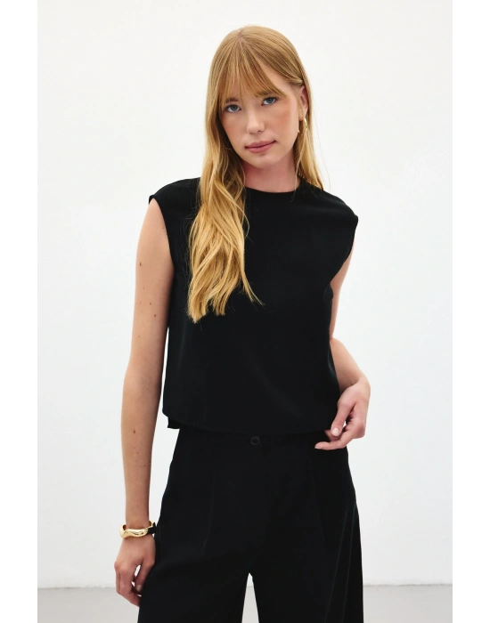 Kolsuz Salaş Bluz - Siyah
