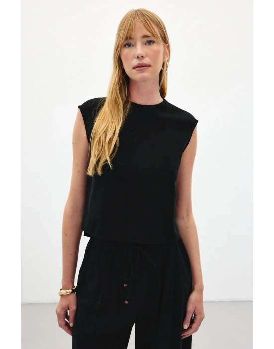 Kolsuz Salaş Bluz - Siyah