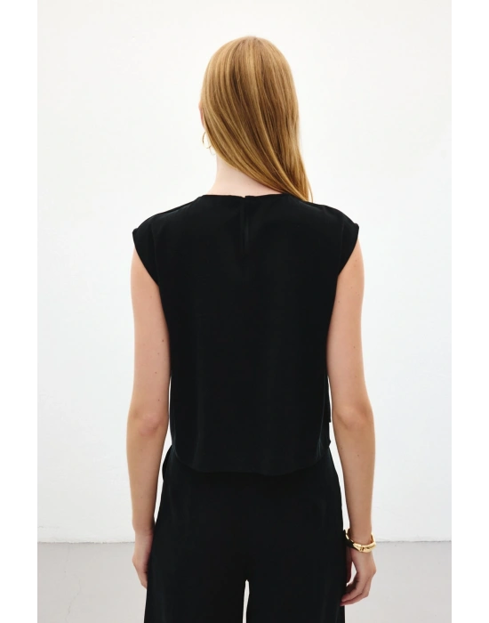 Kolsuz Salaş Bluz - Siyah