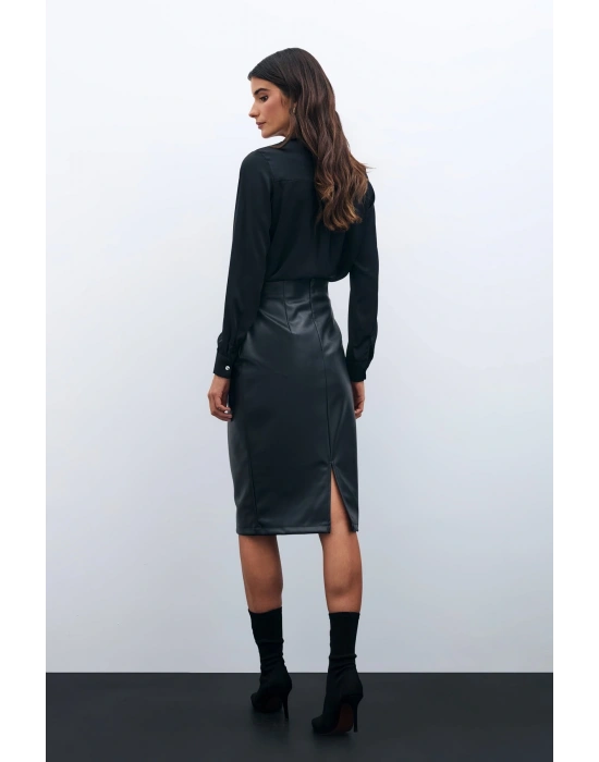 Deri Kalem Etek - Siyah