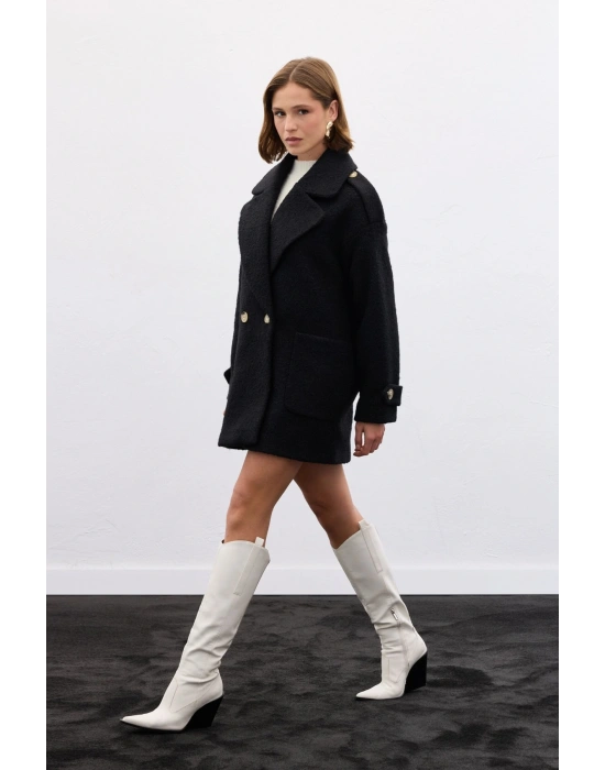 Buklet Kısa Kaban - Siyah