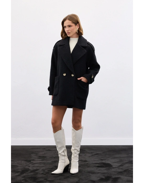 Buklet Kısa Kaban - Siyah