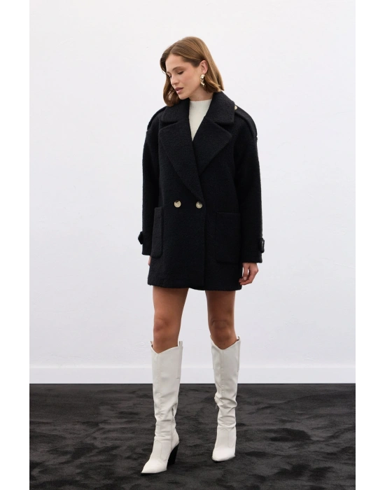 Buklet Kısa Kaban - Siyah