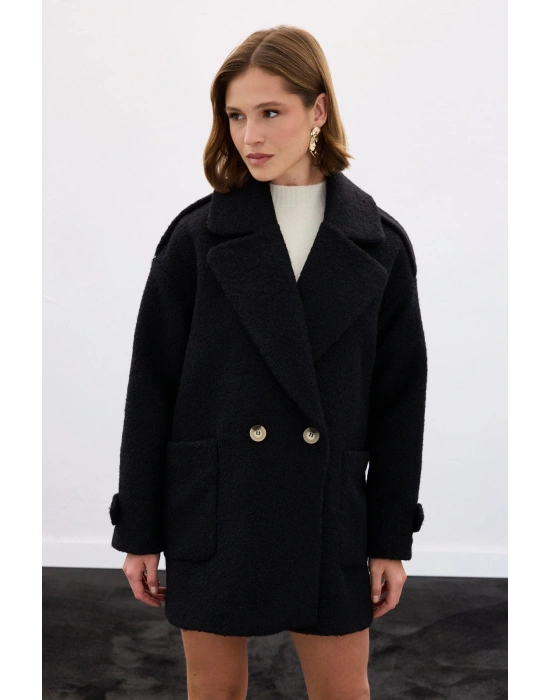 Buklet Kısa Kaban - Siyah