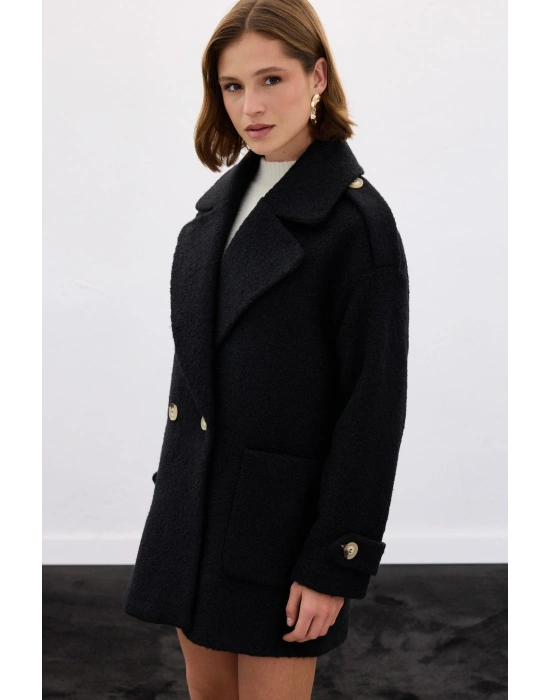 Buklet Kısa Kaban - Siyah