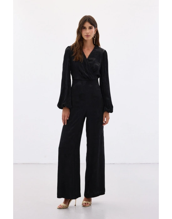 Desenli Kruvaze Tulum - Siyah