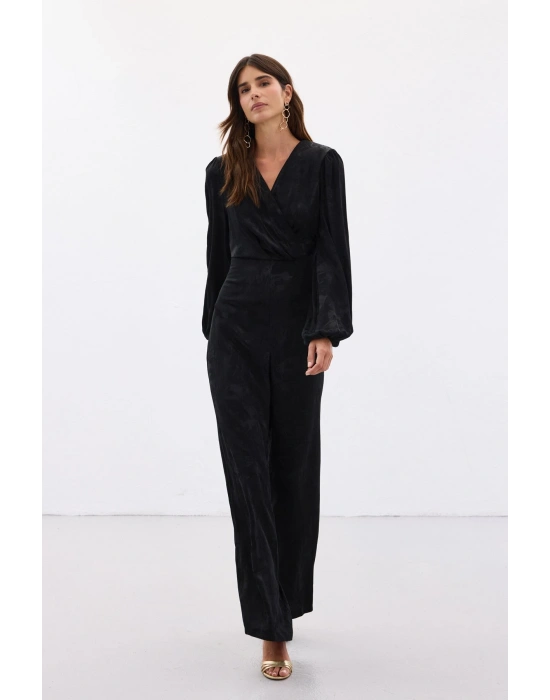 Desenli Kruvaze Tulum - Siyah