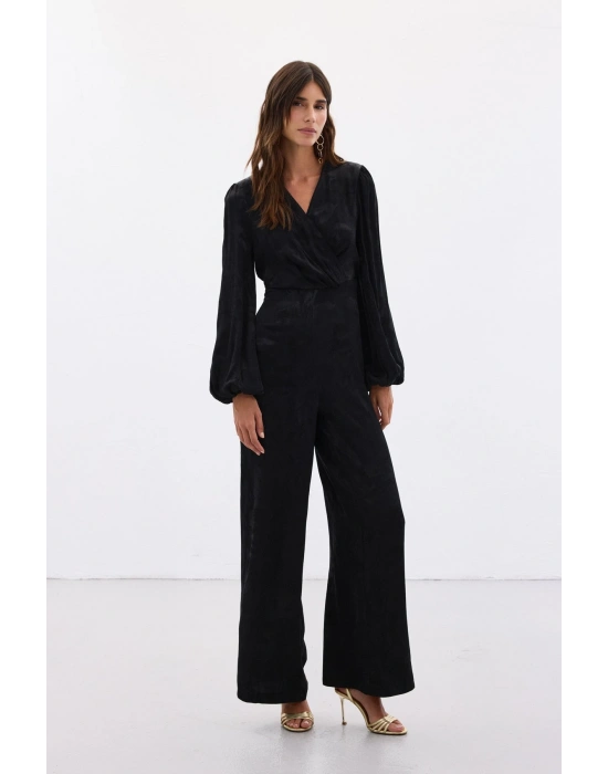 Desenli Kruvaze Tulum - Siyah