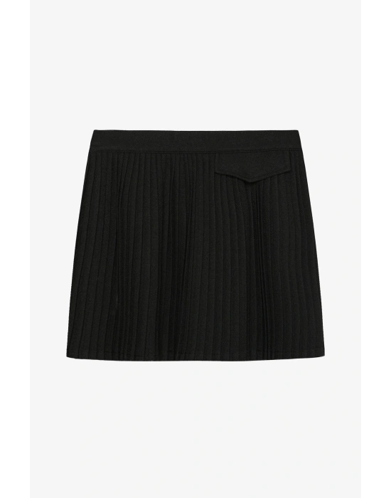 Kapak Cepli Pileli Mini Etek Siyah