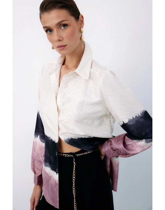 Renkli Klasik Gömlek - Pudra