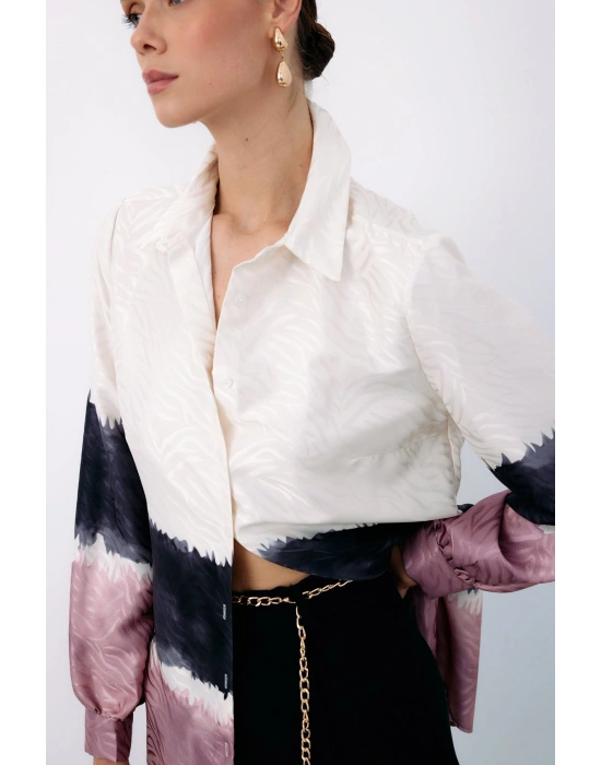 Renkli Klasik Gömlek - Pudra