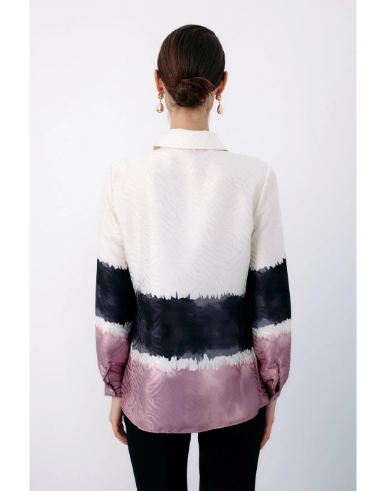 Renkli Klasik Gömlek - Pudra