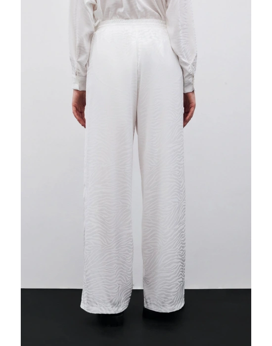 Zebra Desenli Salaş Pantolon - Ekru