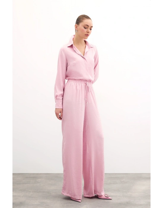 Zebra Desenli Salaş Pantolon - Pudra