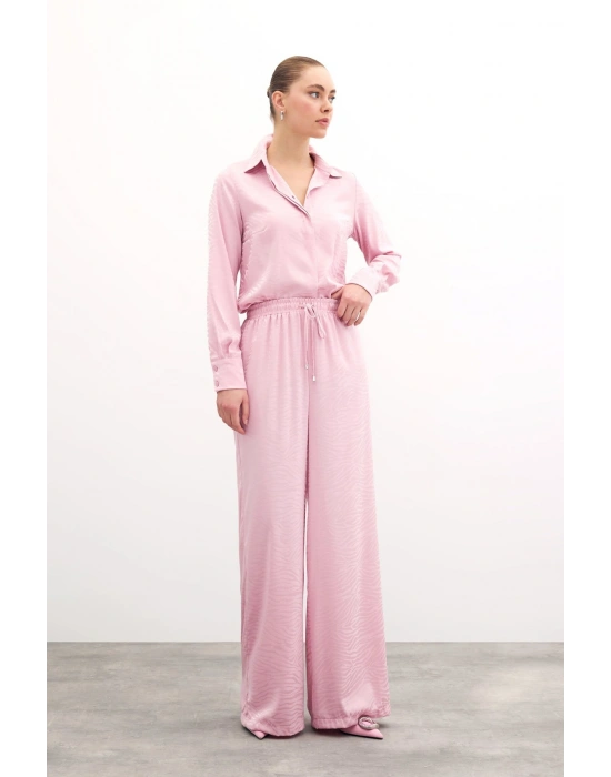 Zebra Desenli Salaş Pantolon - Pudra