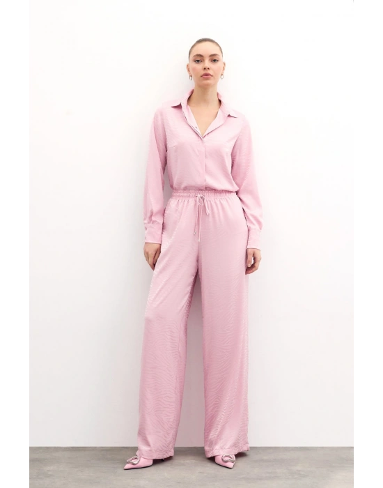 Zebra Desenli Salaş Pantolon - Pudra