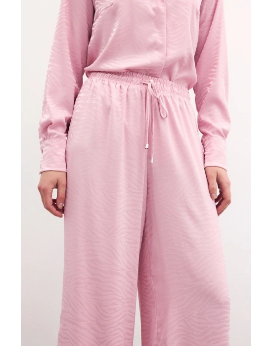 Zebra Desenli Salaş Pantolon - Pudra