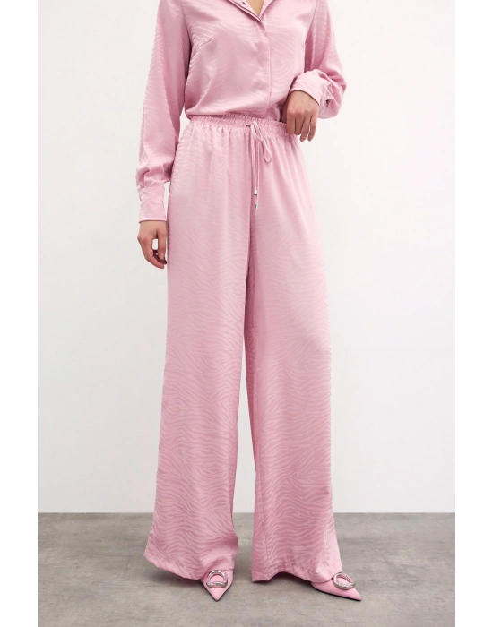 Zebra Desenli Salaş Pantolon - Pudra