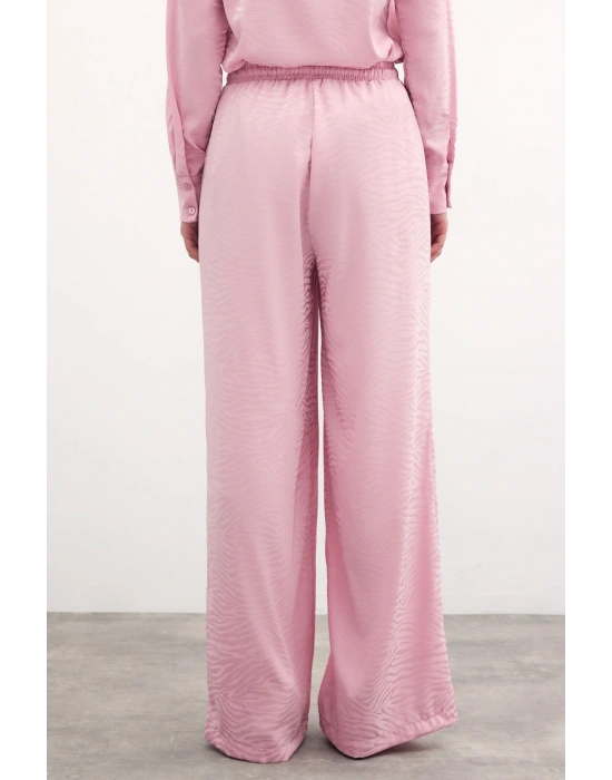 Zebra Desenli Salaş Pantolon - Pudra