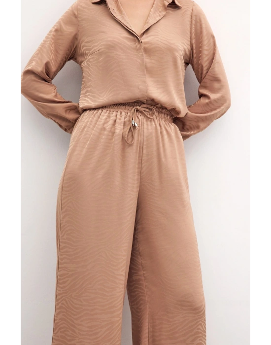 Zebra Desenli Salaş Pantolon - Camel