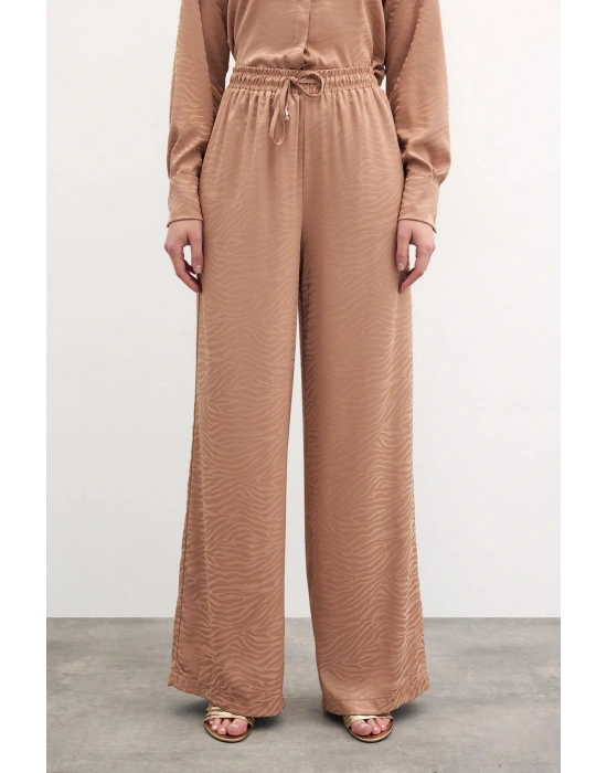 Zebra Desenli Salaş Pantolon - Camel