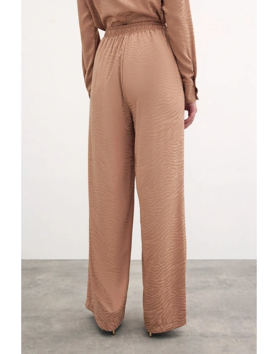 Zebra Desenli Salaş Pantolon - Camel
