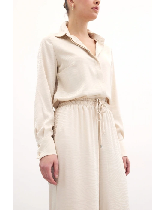 Zebra Desenli Salaş Pantolon - Taş