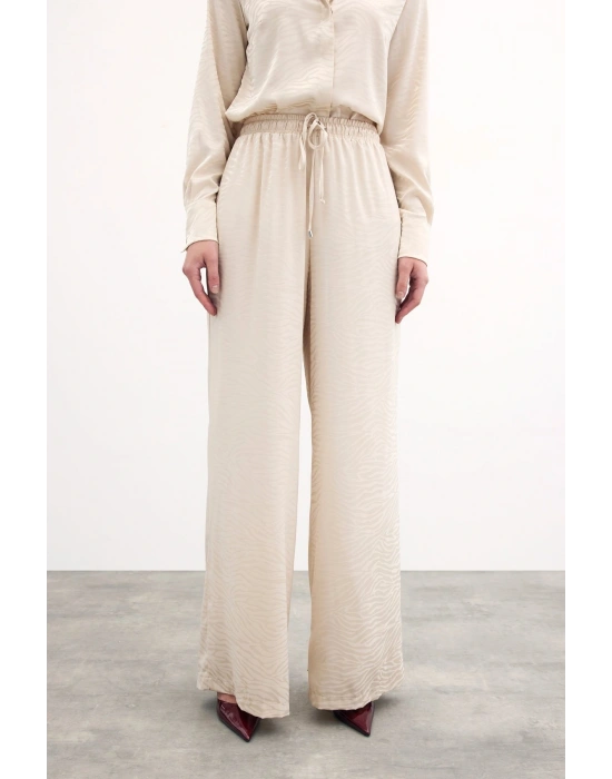 Zebra Desenli Salaş Pantolon - Taş