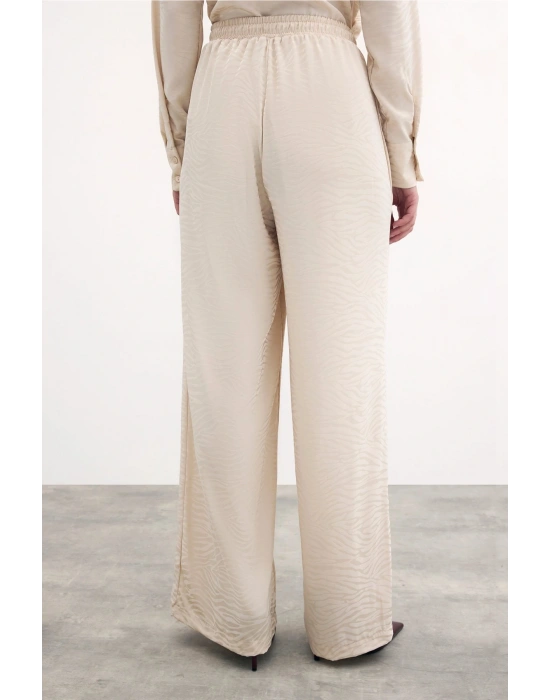 Zebra Desenli Salaş Pantolon - Taş