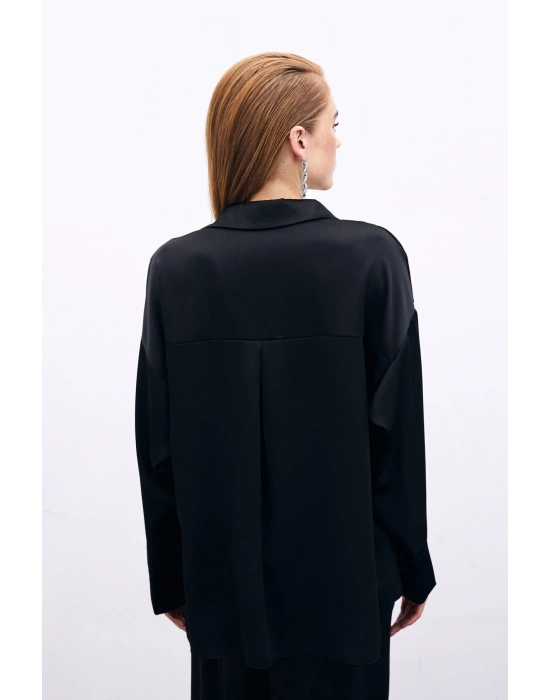 Aksesuar Detaylı Gömlek - Siyah
