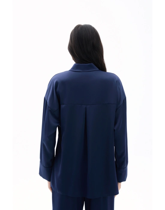 Aksesuar Detaylı Gömlek - Lacivert