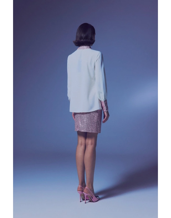 Payet Detaylı Gömlek - Ekru-Pudra