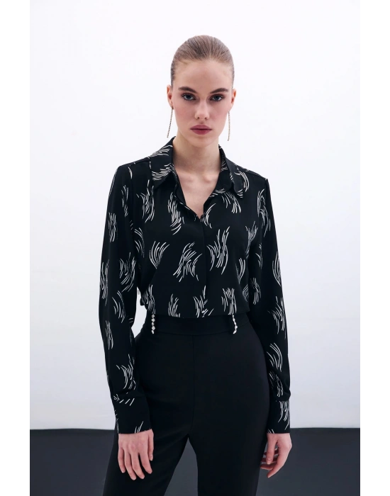 Baskılı Klasik Gömlek - Gümüş