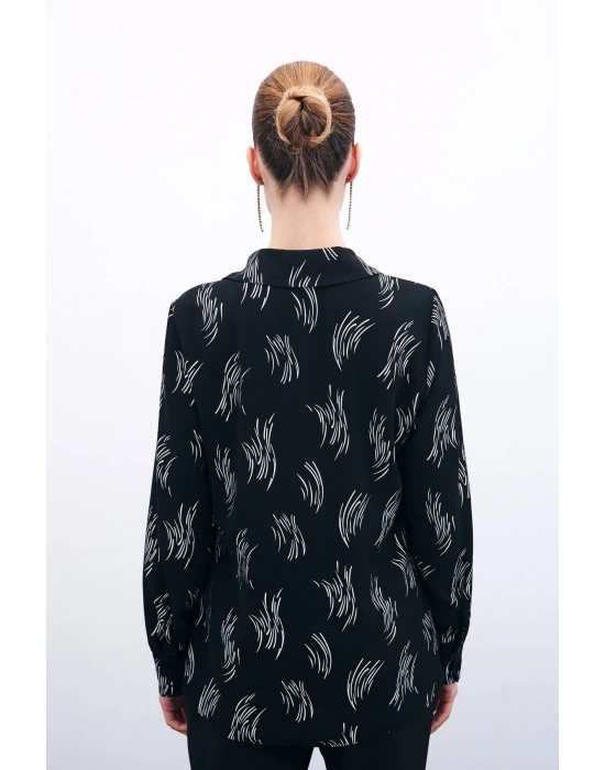 Baskılı Klasik Gömlek - Gümüş